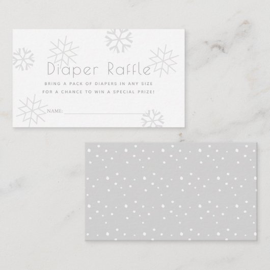 Grijze Snowflakes Baby shower Diaper Raffle Ticket Informatiekaartje (Voorkant / Achterkant)