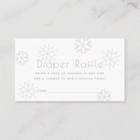 Grijze Snowflakes Baby shower Diaper Raffle Ticket Informatiekaartje (Voorkant)