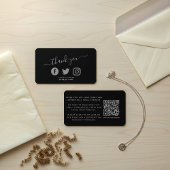 Grijze sociale pictogrammen QR-code bedankt voor k Informatiekaartje