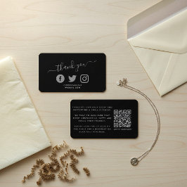 Grijze sociale pictogrammen QR-code bedankt voor k Informatiekaartje