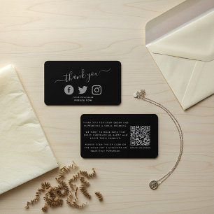 Grijze sociale pictogrammen QR-code bedankt voor k Informatiekaartje