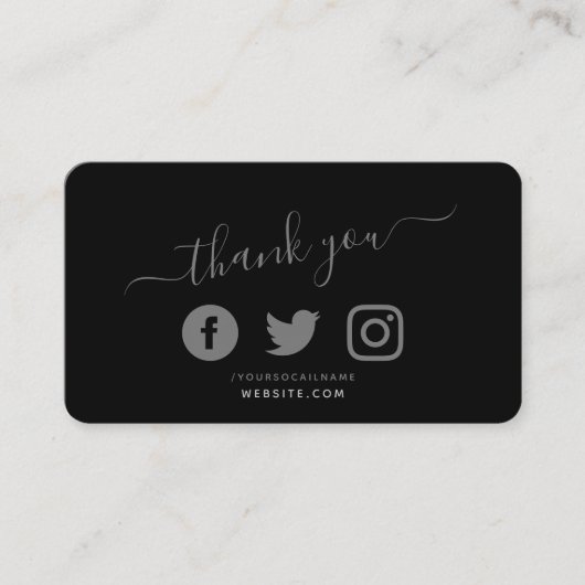 Grijze sociale pictogrammen QR-code bedankt voor k Informatiekaartje (Voorkant)