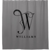 Grijze sofistiek met Elegant Monogram W Aangepast Douchegordijn (Voorkant)