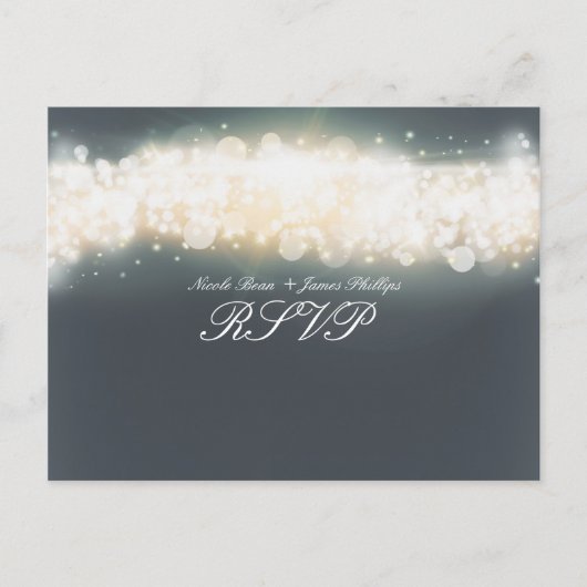 Grijze Sparkle Light Blast RSVP Weddenschap Briefk Uitnodiging Briefkaart (Voorkant)