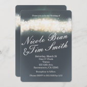 Grijze Sparkle Light Blast Wedding Invitations Kaart (Voorkant / Achterkant)