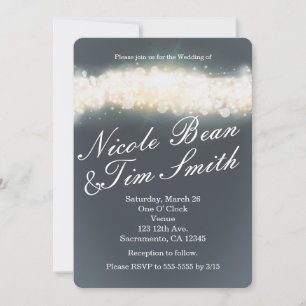 Grijze Sparkle Light Blast Wedding Invitations Kaart