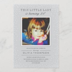 Grijze Sparkle Oude Foto Verjaardag Uitnodigingen