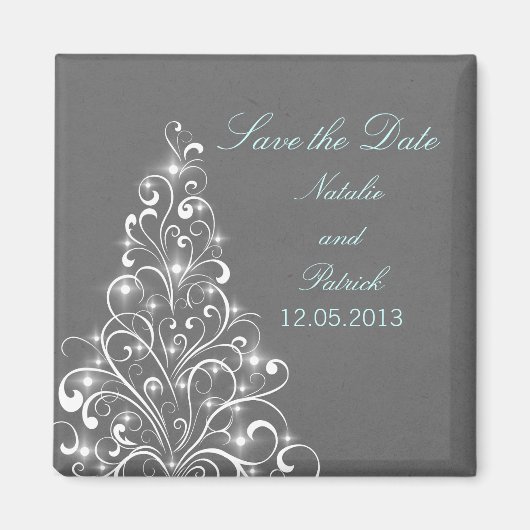 Grijze Sparkly Holiday Boom sparen de Magnet van d (Voorkant)