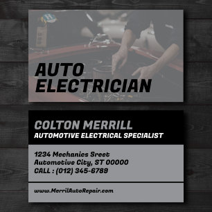 Grijze specialist in automotive elektrische system visitekaartje