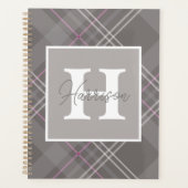 Grijze speldenmonogram Naam Gepersonaliseerd Planner (Voorkant)