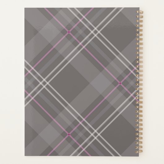 Grijze speldenmonogram Naam Gepersonaliseerd Planner (Achterkant)