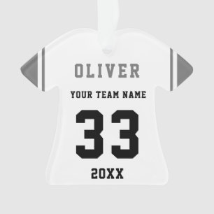 Grijze Speler Naam Nummer Team Sport Kids Aandenke Ornament