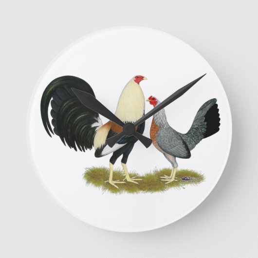 Grijze spelhoendergroep ronde klok (Voorkant)
