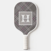 Grijze spelige monogram naam pickleball paddle (Voorkant)
