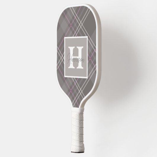 Grijze spelige monogram naam pickleball paddle (Links)