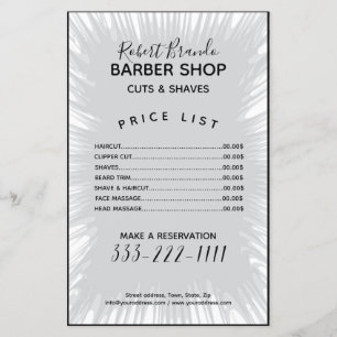 Grijze spetter achtergrond kapper prijslijst flyer