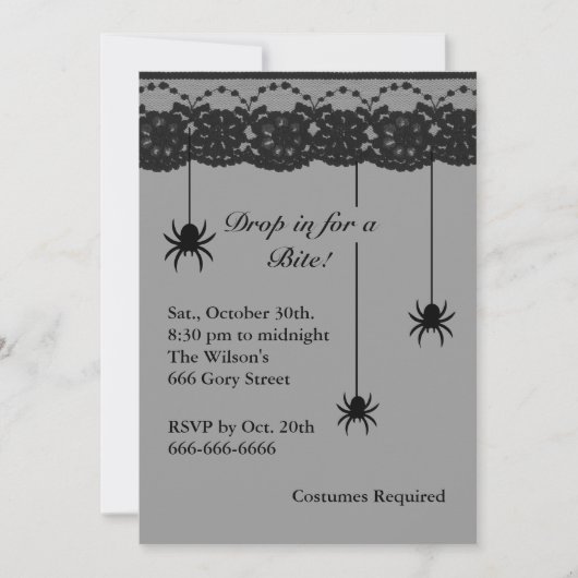 Grijze spieren en Lace Costume Party Invitation Kaart (Voorkant)