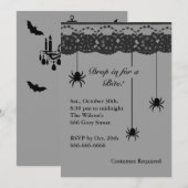Grijze spieren en Lace Costume Party Invitation Kaart (Voorkant / Achterkant)