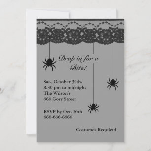 Grijze spieren en Lace Costume Party Invitation Kaart