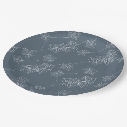 Grijze spin web Halloween party Papieren Bordje (Gekanteld)