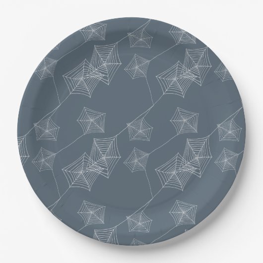 Grijze spin web Halloween party Papieren Bordje (Voorkant)