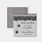 Grijze Spinnen en Kant Save the Date Magnet (Voorkant / Achterkant)