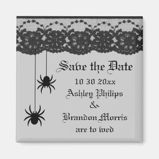 Grijze Spinnen en Kant Save the Date Magnet