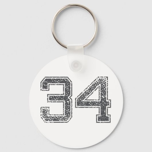 Grijze sport Jersey #34 Sleutelhanger (Voorkant)