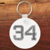 Grijze sport Jersey #34 Sleutelhanger (Voorkant)