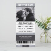 Grijze sportticket save-the-date save the date (Staand voorkant)
