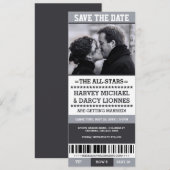 Grijze sportticket save-the-date save the date (Voorkant / Achterkant)