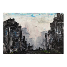 Grijze Stads Abstract Print, Waarde Poster Papier