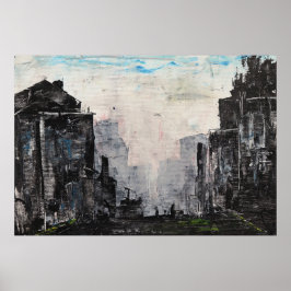 Grijze Stads Abstract Print, Waarde Poster Papier