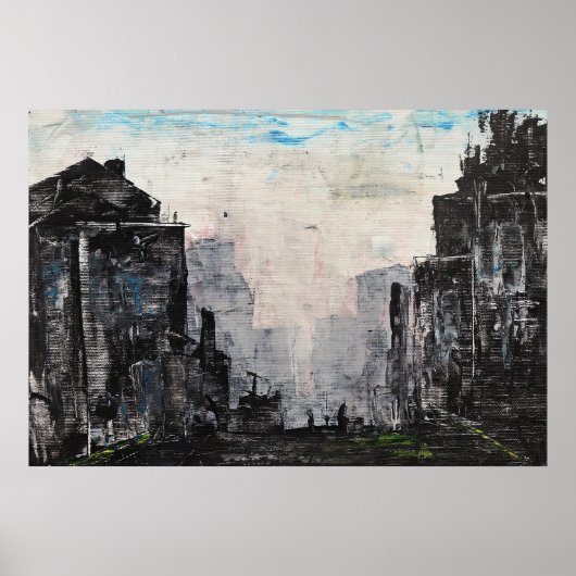 Grijze Stads Abstract Print, Waarde Poster Papier  (Voorkant)