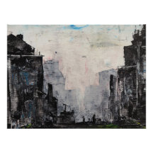 Grijze Stads Abstract Print, Waarde Poster Papier