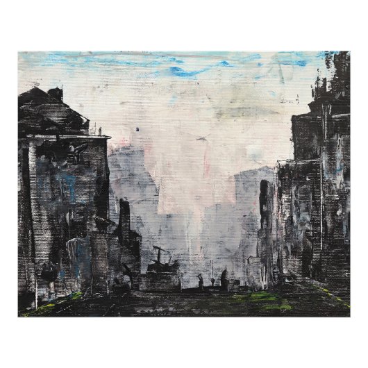 Grijze Stads Abstracte Print, Waarde Poster Papier (Voorkant)