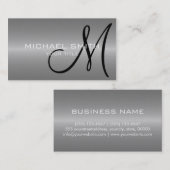 Grijze stalen monogram visitekaartje (Voorkant / Achterkant)