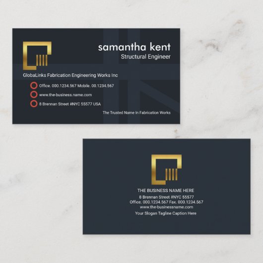 Grijze stang bouwtechniek visitekaartje (Voorkant / Achterkant)