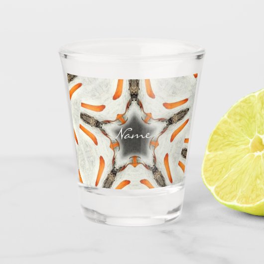 Grijze Star Abstract ontwerp Thunder_Cove Shot Glas (Voorkant)