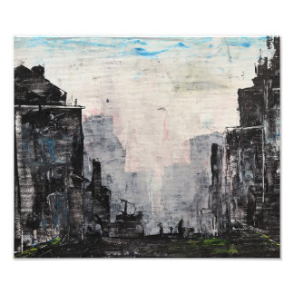 Grijze Stedelijke Abstracte Print, Waarde Poster P