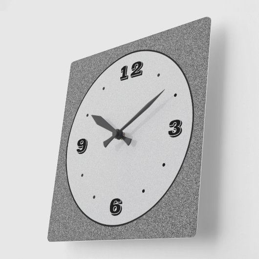 Grijze steen effect + zwart trendy NOS effen klokk Vierkante Klok (Hoek)