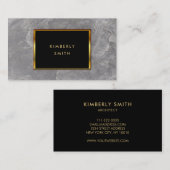 Grijze steen marmer zwart goud minimalistisch visitekaartje (Voorkant / Achterkant)