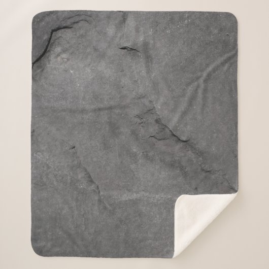 Grijze steentextuur zwart-wit sherpa deken (Voorkant)