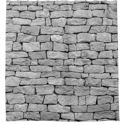 Grijze steenwand als abstracte achtergrond. douchegordijn (Voorkant)