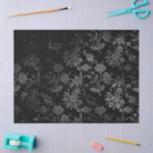 Grijze Stencil Flowers op zwarte lospagina Tissuepapier (Craft)