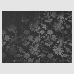 Grijze Stencil Flowers op zwarte lospagina Tissuepapier