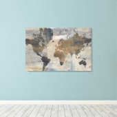 Grijze stenen kaart van de wereld canvas afdruk (Insitu (Houten vloer))