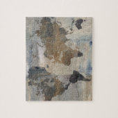 Grijze stenen kaart van de wereld legpuzzel (Verticaal)