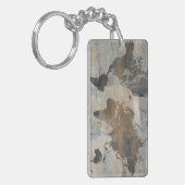 Grijze stenen kaart van de wereld sleutelhanger (Voorkant Links)