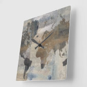 Grijze stenen kaart van de wereld vierkante klok (Hoek)